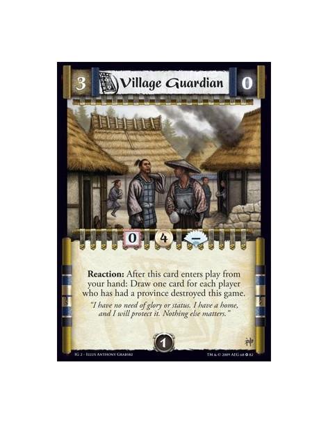 Village Guardian  - Reaction: After this card enters play from your hand: Draw one card for each player who has had a province d