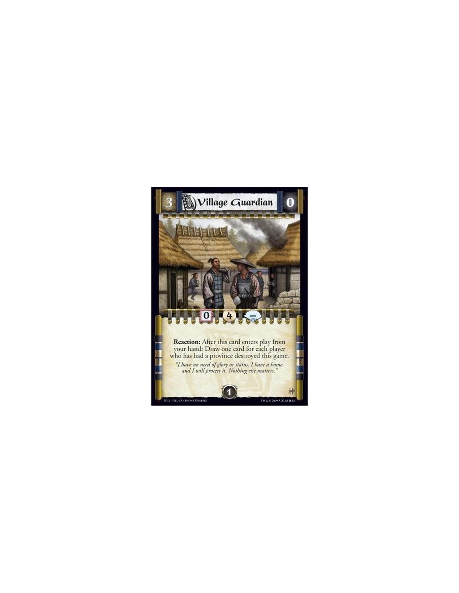 Village Guardian  - Reaction: After this card enters play from your hand: Draw one card for each player who has had a province d