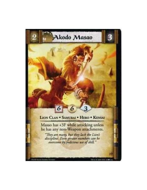 Akodo Masao  - Lion Clan • Samurai • Hero • Kensai Masao has +3F while attacking unless he has any non-Weapon attachments.