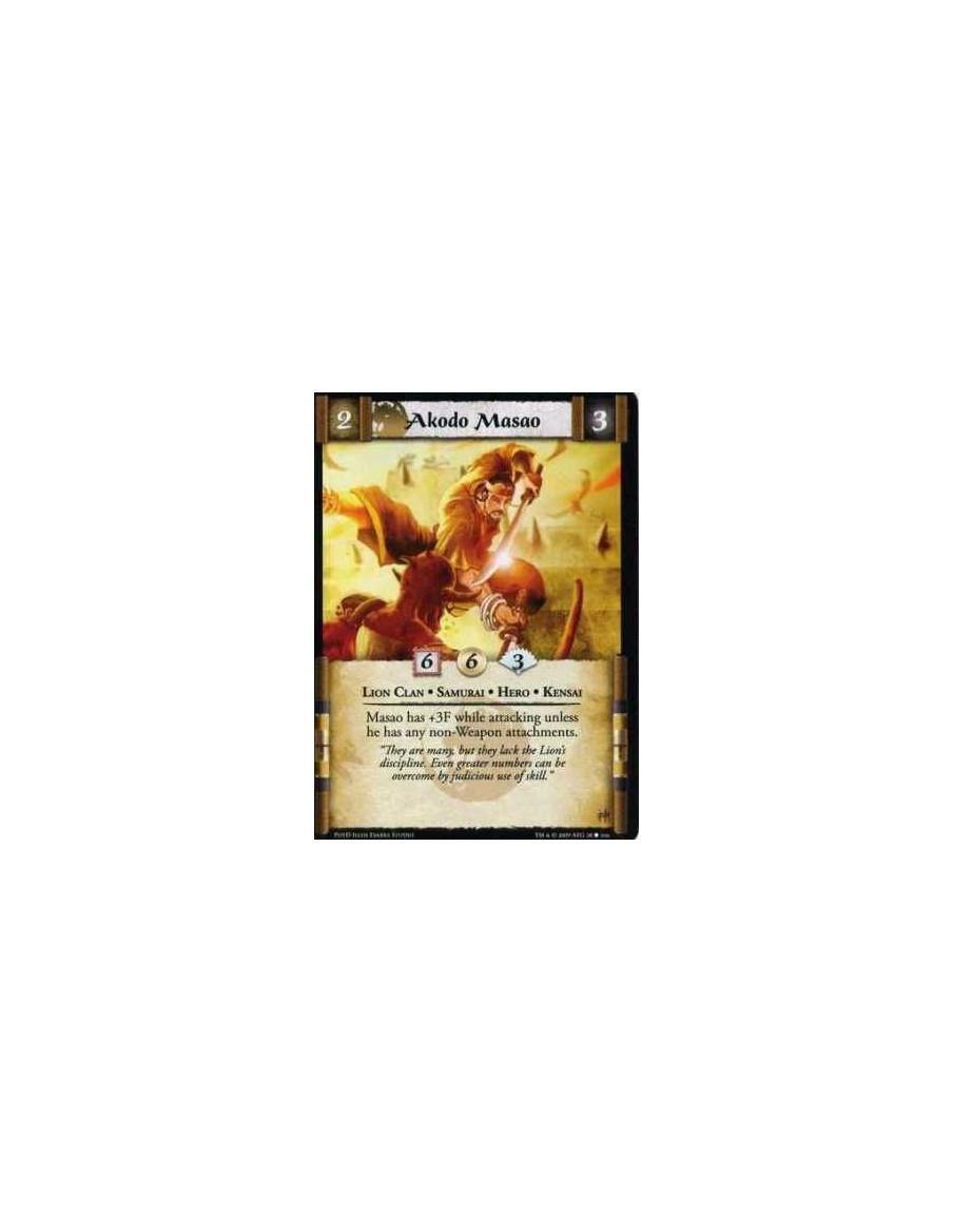 Akodo Masao  - Lion Clan • Samurai • Hero • Kensai Masao has +3F while attacking unless he has any non-Weapon attachments.