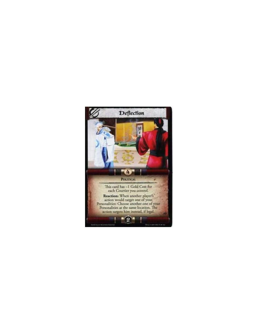Deflection  - Political This card has -1 Gold Cost for each Courtier you control. Reaction: When another player’s action would t