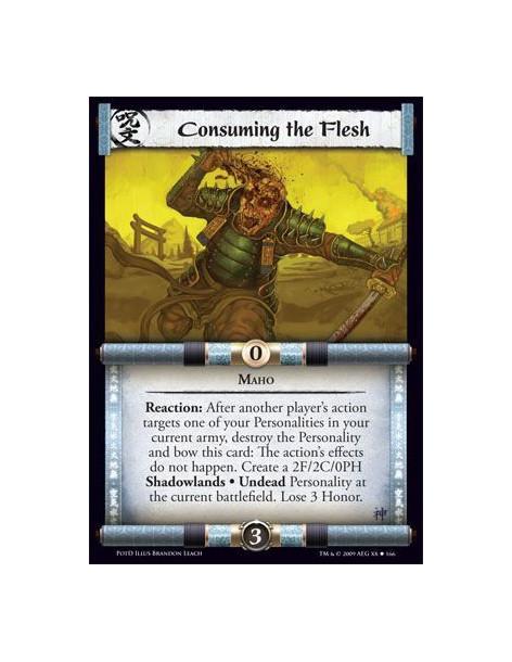 Consuming the Flesh  - Maho Reaction: After another player’s action targets one of your Personalities in your current army, dest