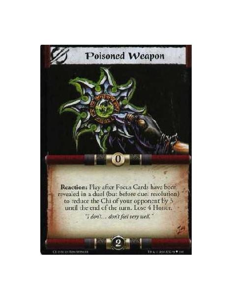 Poisoned Weapon (Spanish)  - Reaction: Play after Focus Cards have been revealed in a duel (but before duel resolution) to reduc