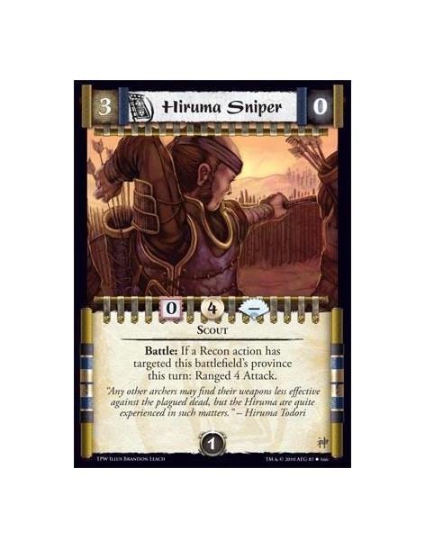 Hiruma Sniper  - Scout Battle: If a Recon action has targeted this battlefield’s province this turn: Ranged 4 Attack.