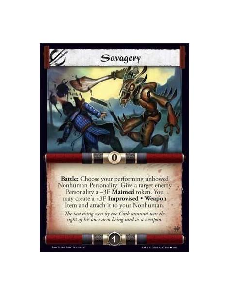 Savagery  - Battle: Choose your performing unbowed Nonhuman Personality: Give a target enemy Personality a -3F Maimed token. You