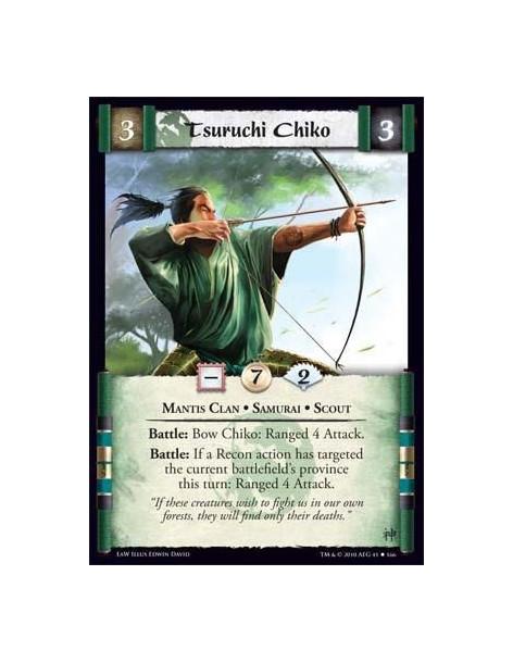 Tsuruchi Chiko  - Mantis Clan • Samurai • Scout Battle: Bow Chiko: Ranged 4 Attack. Battle: If a Recon action has targeted the c
