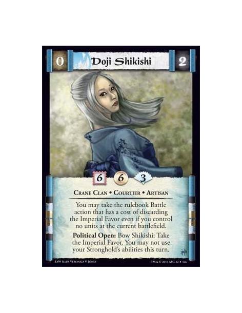 Doji Shikishi  - Crane Clan • Courtier • Artisan You may take the rule book Battle action that has a cost of discarding the Impe