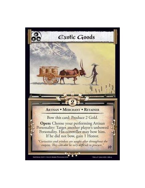 Exotic Goods  - Artisan • Merchant • Retainer Bow this card: Produce 2 Gold. Open: Choose your performing Artisan Personality: T