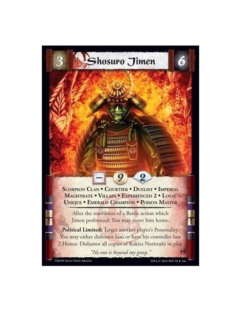 Shosuro Jimen Exp2  - Scorpion Clan • Courtier • Duelist • Imperial • Magistrate • Experienced 2 • Loyal • Unique • Emerald Cham