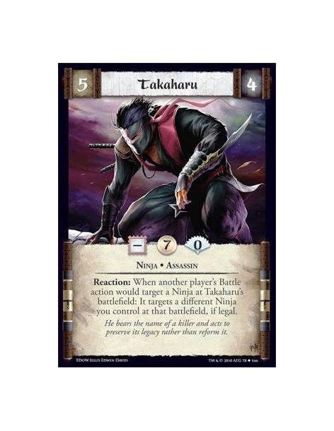 Takaharu  - Ninja • Assassin Reaction: When another player’s Battle action would target a Ninja at Takaharu’s battlefield: It ta