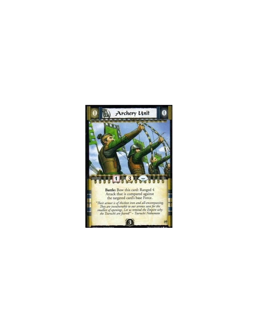 Archery Unit (Español)  - Battle: Bow this card: Ranged 4 Attack that is compared against the targeted card’s base Force.