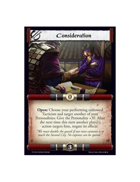 Consideration  - Open: Choose your performing unbowed Tactician and target another of your Personalities: Give that Personality 