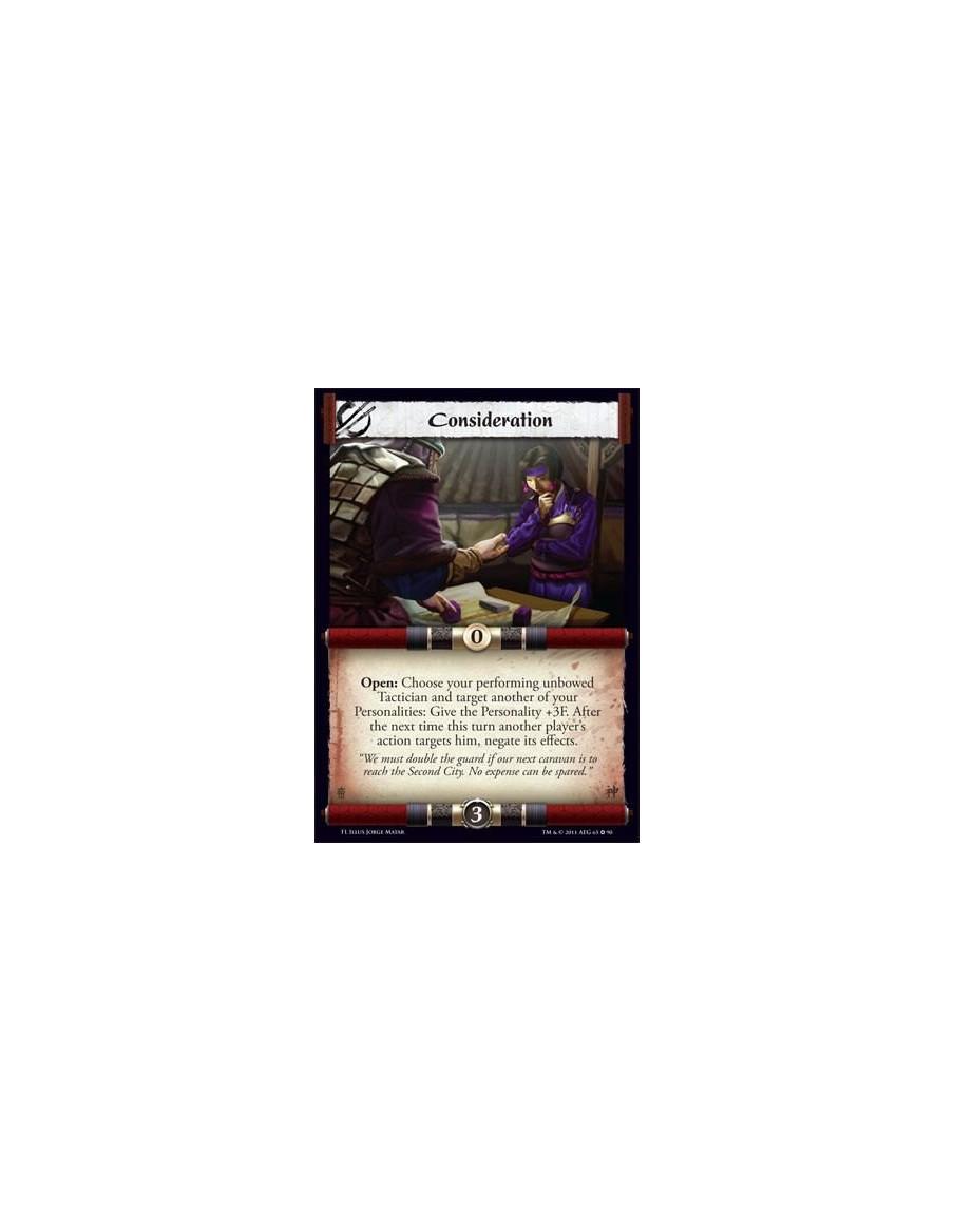 Consideration  - Open: Choose your performing unbowed Tactician and target another of your Personalities: Give that Personality 