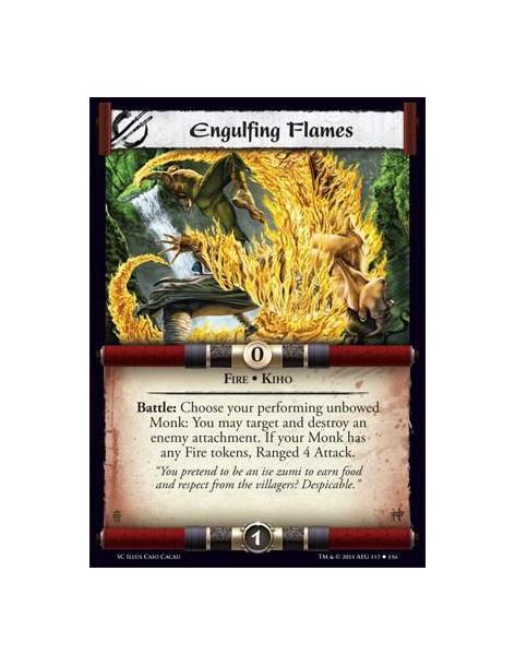 Engulfing Flames  - Fire • KihoBattle: Choose your performing unbowed Monk: You may target and destroy an enemy attachment. If y