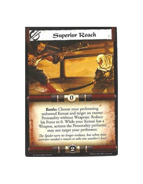 Superior Reach  - Battle: Choose your performing unbowed Kensai and target an enemy Personality without Weapons: Reduce his Forc