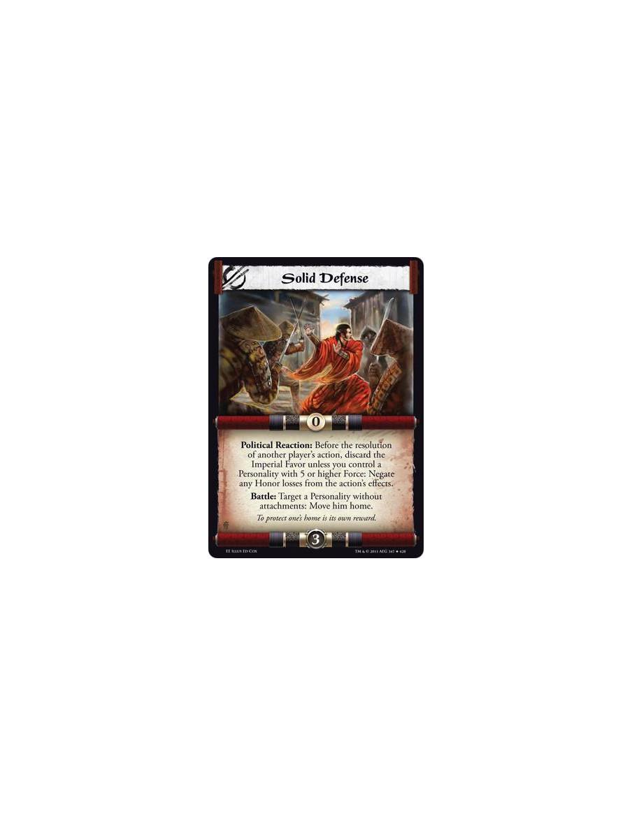 Solid Defense  - Political Reaction: Before the resolution of another player’s action, discard the Imperial Favor unless you con