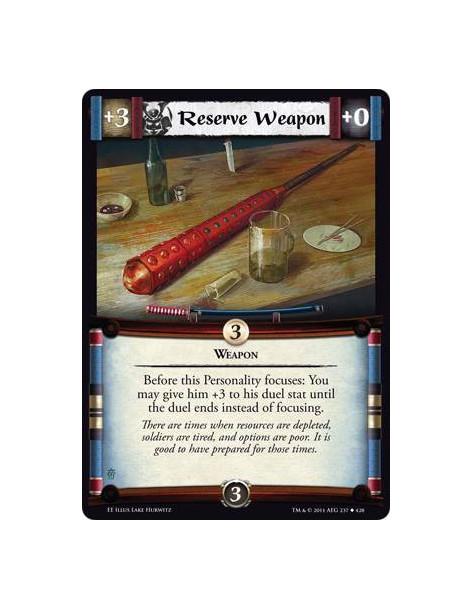 Reserve Weapon  - WeaponBefore this Personality focuses: You may give him +3 to his duel stat until the duel ends instead of foc