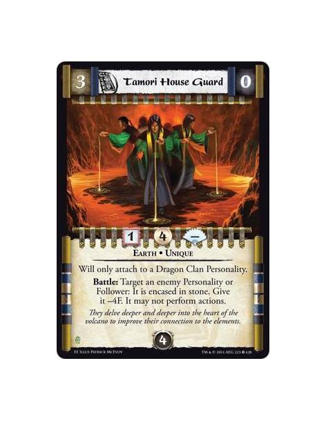 Tamori House Guard  - Earth • UniqueWill only attach to a Dragon Clan Personality. Battle: Target an enemy Personality or Follow