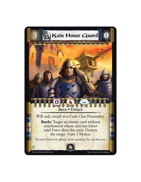 Kaiu House Guard  - Siege • UniqueWill only attach to a Crab Clan Personality. Battle: Target an enemy card without attachments 