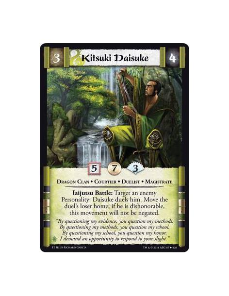 Kitsuki Daisuke  - Dragon Clan • Courtier • Duelist • MagistrateIaijutsu Battle: Target an enemy Personality: Daisuke duels him.