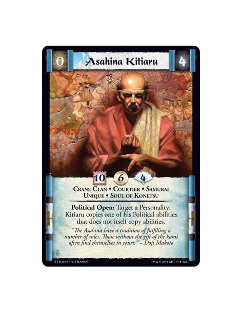 Asahina Kitiaru  - Crane Clan • Courtier • Samurai • Unique • Soul of KonetsuPolitical Open: Target a Personality: Kitiaru copie