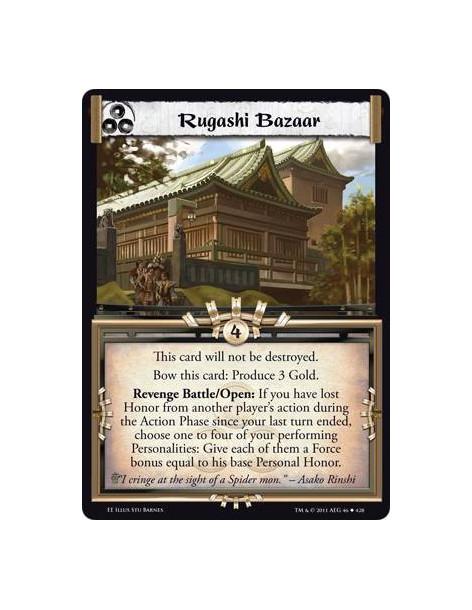 Rugashi Bazaar  - This card will not be destroyed. Bow this card: Produce 3 Gold. Revenge Battle/Open: If you have lost Honor fr