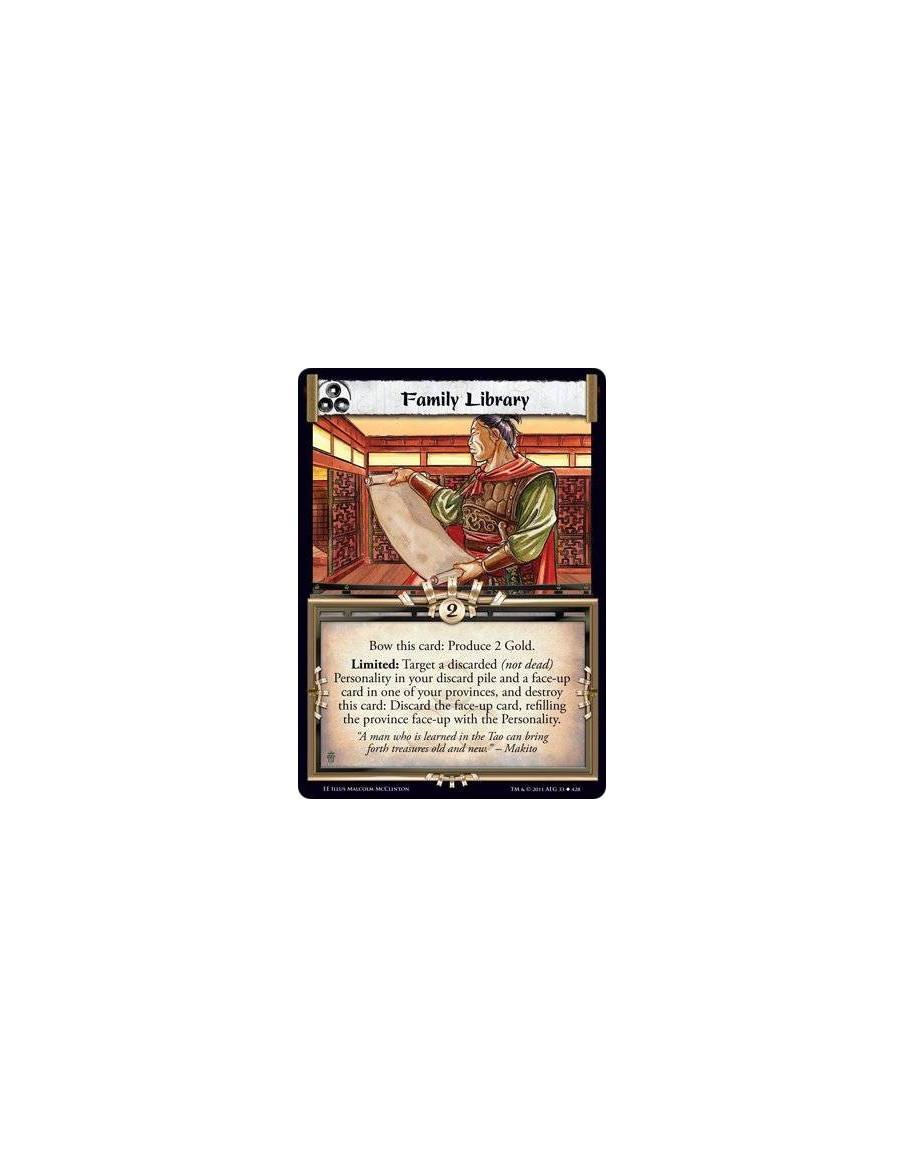 Family Library  - Bow this card: Produce 2 Gold. Limited: Target a discarded (not dead) Personality in your discard pile and a f