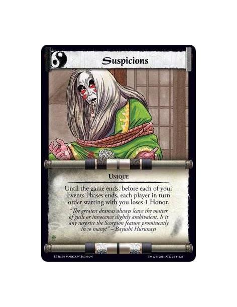 Suspicions  - UniqueUntil the game ends, after each of your Events Phases ends, each player in turn order starting with you lose