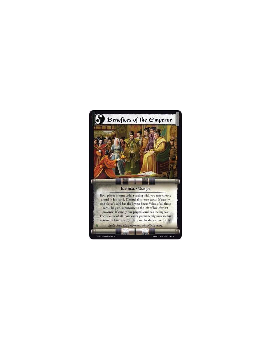 Benefices of the Emperor  - Imperial • UniqueEach player in turn order starting with you may choose a card in his hand. Discard 