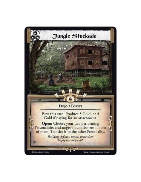 Jungle Stockade  - Dojo • ForestBow this card: Produce 3 Gold, or 4 Gold if paying for an attachment.  Open: Choose your two per