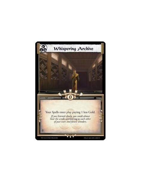 Whispering Archive  - Your Spells enter play paying 1 less Gold