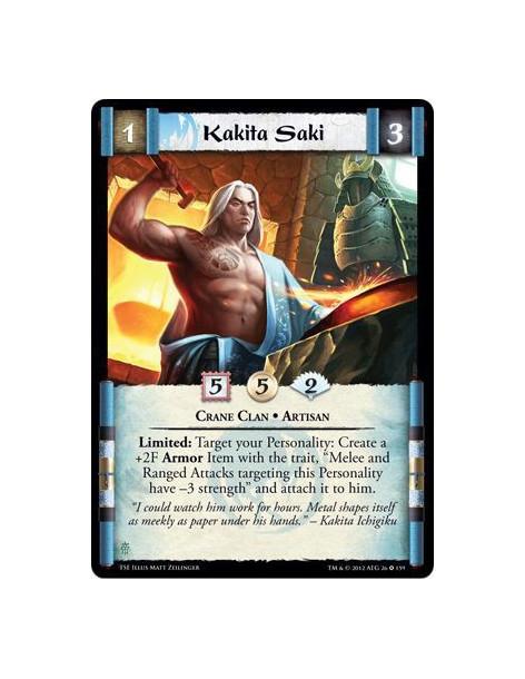 Kakita Saki  - Crane Clan • ArtisanLimited: Target your Personality: Create a +2F Armor Item with the trait, "Melee and Ranged A