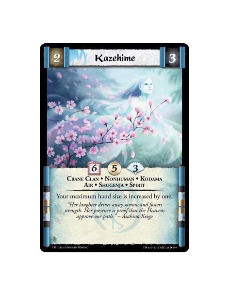 Kazehime  - Crane Clan • Nonhuman • Kodama • Air • Shugenja • SpiritYour maximum hand size is increased by one.