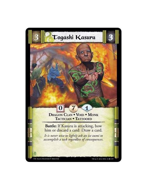 Togashi Kasuru  - Dragon Clan • Void • Monk • Tactician • TattooedBattle: If Kasuru is attacking, bow him or discard a card: Dra