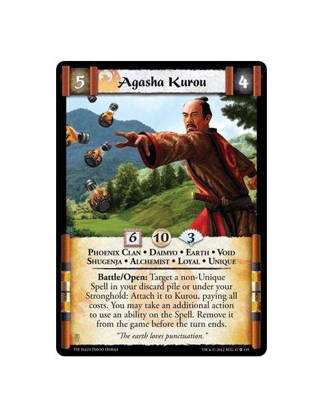 Agasha Kurou   - Phoenix Clan • Daimyo • Earth • Void • Shugenja • Alchemist • Loyal • UniqueBattle/Open: Target a non-unique Sp