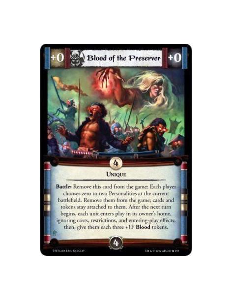 Blood of the Preserver  - UniqueBattle: Remove this card from the game: Each player chooses zero to two Personalities at the cur