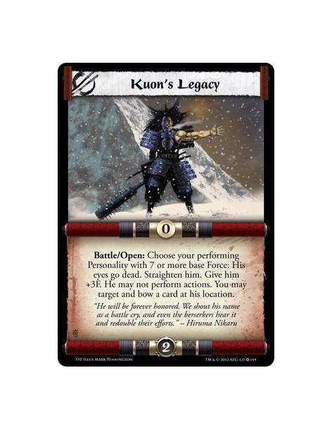 Kuon's Legacy  - Battle/Open: Choos your performing Personality with 7 or more base Force: His eyes go dead. Straighten him. Giv