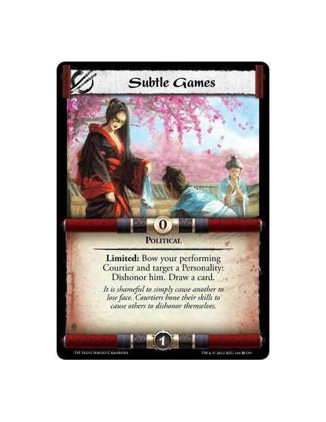 Subtle Games  - PoliticalLimited: Bow your performing Courtier and target a Personality: Dishonor him. Draw a card.