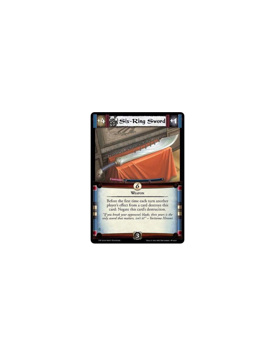 Six-Ring Sword  - WeaponBefore the first time each turn another player's effect from a card destroys this card: Negate this card