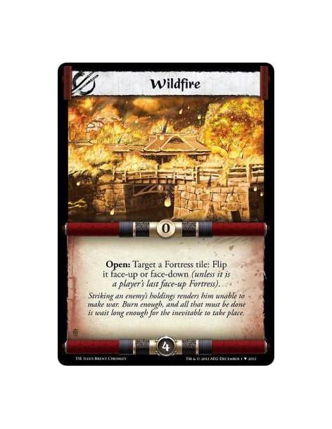 Wildfire  - Open: Target a Fortress tile: Flip it face-up or face-down (unless it is a player's last face-up Fortress).