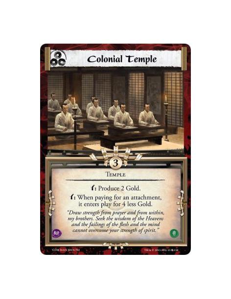 Colonial Temple  - Templew: Produce 2 Gold.w: When paying for an attachment, it enters play for 4 less Gold.