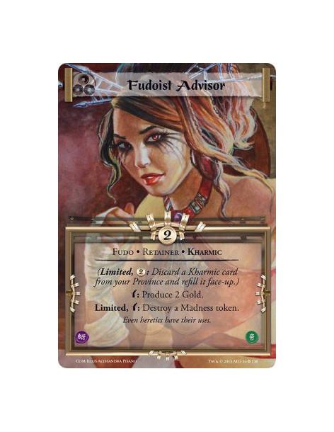 Fudoist Advisor FULL BLEED  - Fudo • Retainer • Kharmic(Limited, : Discard a Kharmic card from your Province and refill it face-