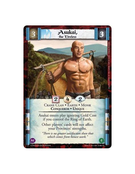 Asukai, the Tireless FOIL  - Crane Clan • Earth • Monk • Conqueror • UniqueAsukai enters play ignoring Gold Cost if you control 