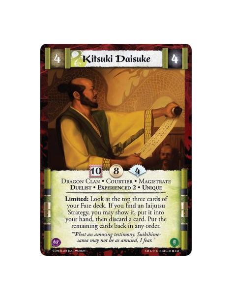 Kitsuki Daisuke Exp2 FOIL  - Dragon Clan • Courtier • Magistrate • Duelist • Experienced 2 • UniqueLimited: Look at the top thre