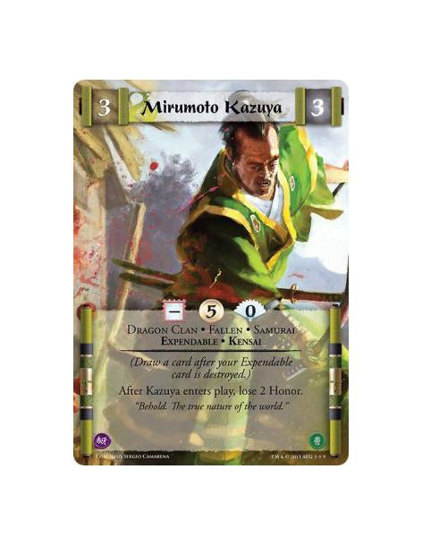 Mirumoto Kazuya FULL BLEED  - Dragon Clan • Expendable • Fallen • Kensai • Samurai(Draw a card after your Expendable card is des