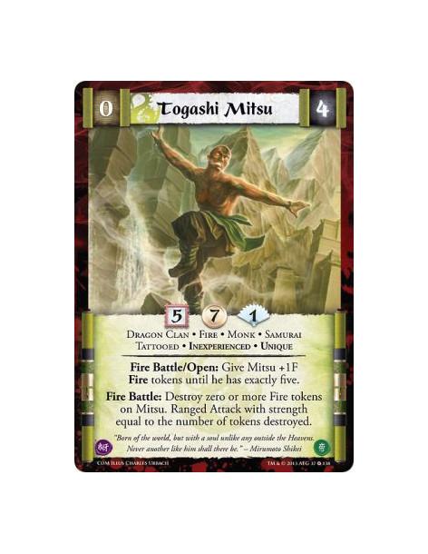 Togashi Mitsu Inexp FOIL  - Dragon Clan • Fire • Monk • Samurai • Tattooed • Inexperienced • UniqueFire Battle/Open: Give Mitsu 