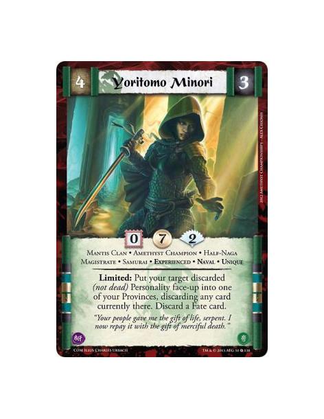 Yoritomo Minori Exp  - Amethyst Champion • Experienced • Half-Naga • Magistrate • Mantis Clan • Naval • Samurai • UniqueLimited: