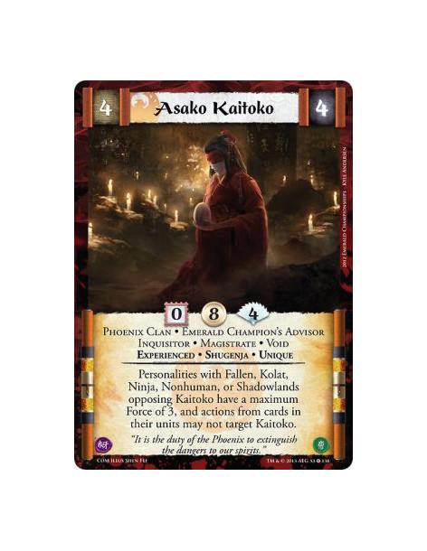 Asako Kaitoko Exp FOIL  - Phoenix Clan • Emerald Champion's Advisor • Inquisitor • Magistrate • Void • Experienced • Shugenja • 
