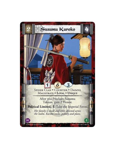 Susumu Kuroko FOIL  - Spider Clan • Courtier • Daimyo • Magistrate • Loyal • UniqueAfter you Proclaim Susumu Takuan, gain 2 Hono