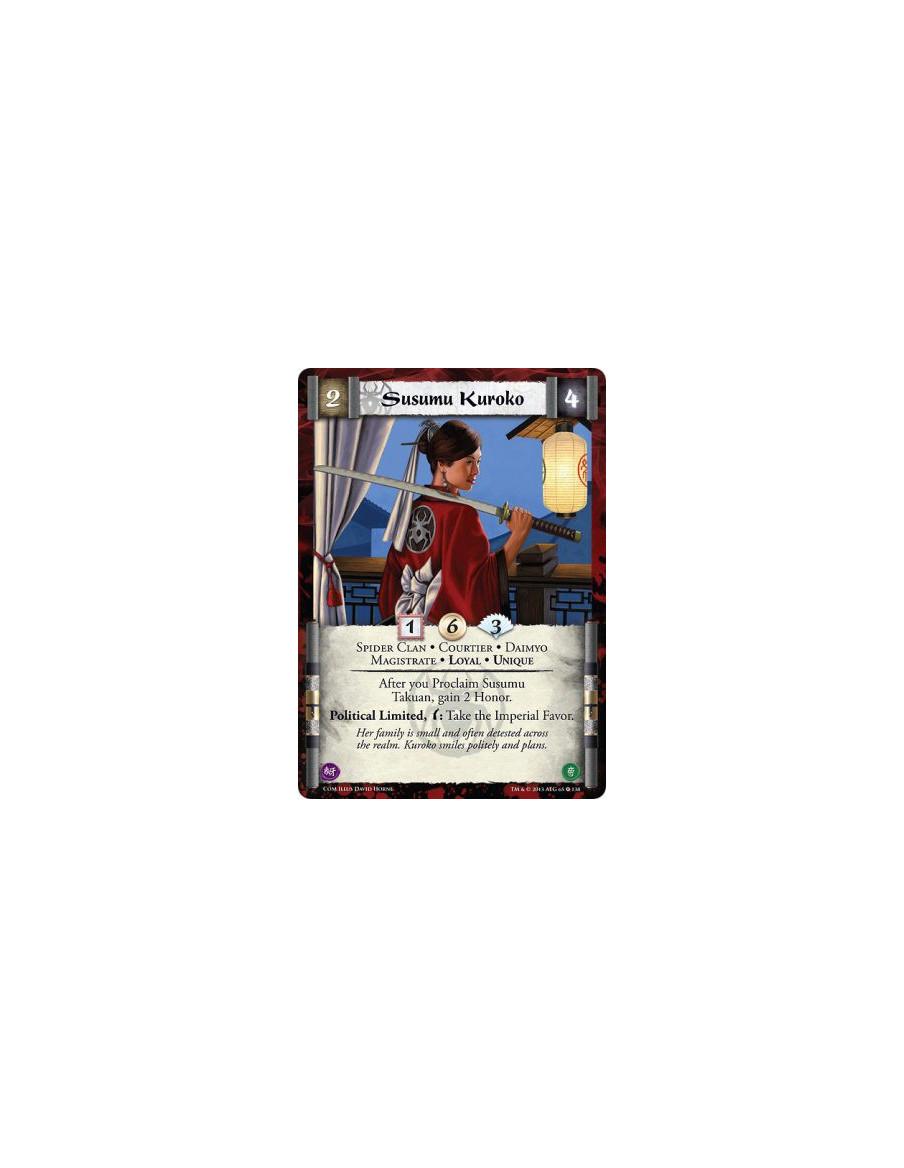 Susumu Kuroko FOIL  - Spider Clan • Courtier • Daimyo • Magistrate • Loyal • UniqueAfter you Proclaim Susumu Takuan, gain 2 Hono